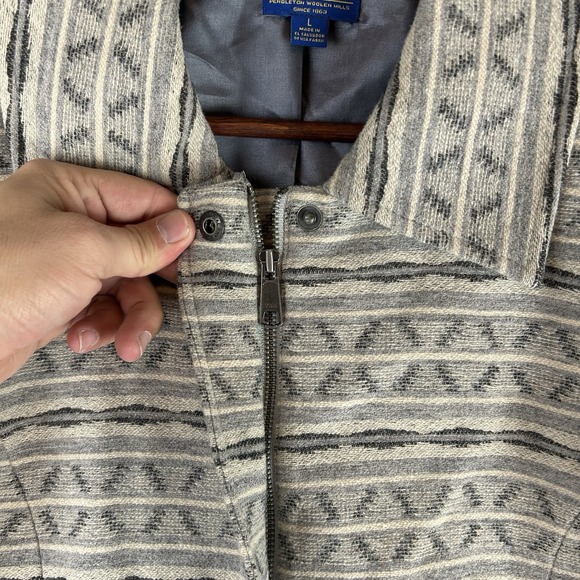 Pendleton Women's Large‎ Aztec Woolen Mills Full Zip Jacket Gray Virgin Wool - Picture 7 of 15